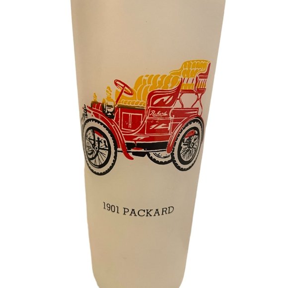 Vintage Tumblers Anchor Hocking "Antique Autos" Frosted Ice Tea Glass Set Of 4 - Picture 3 of 8